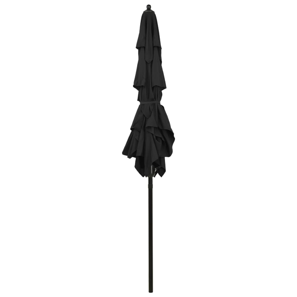 Parasol 3-laags met aluminium paal 2x2 m zwart