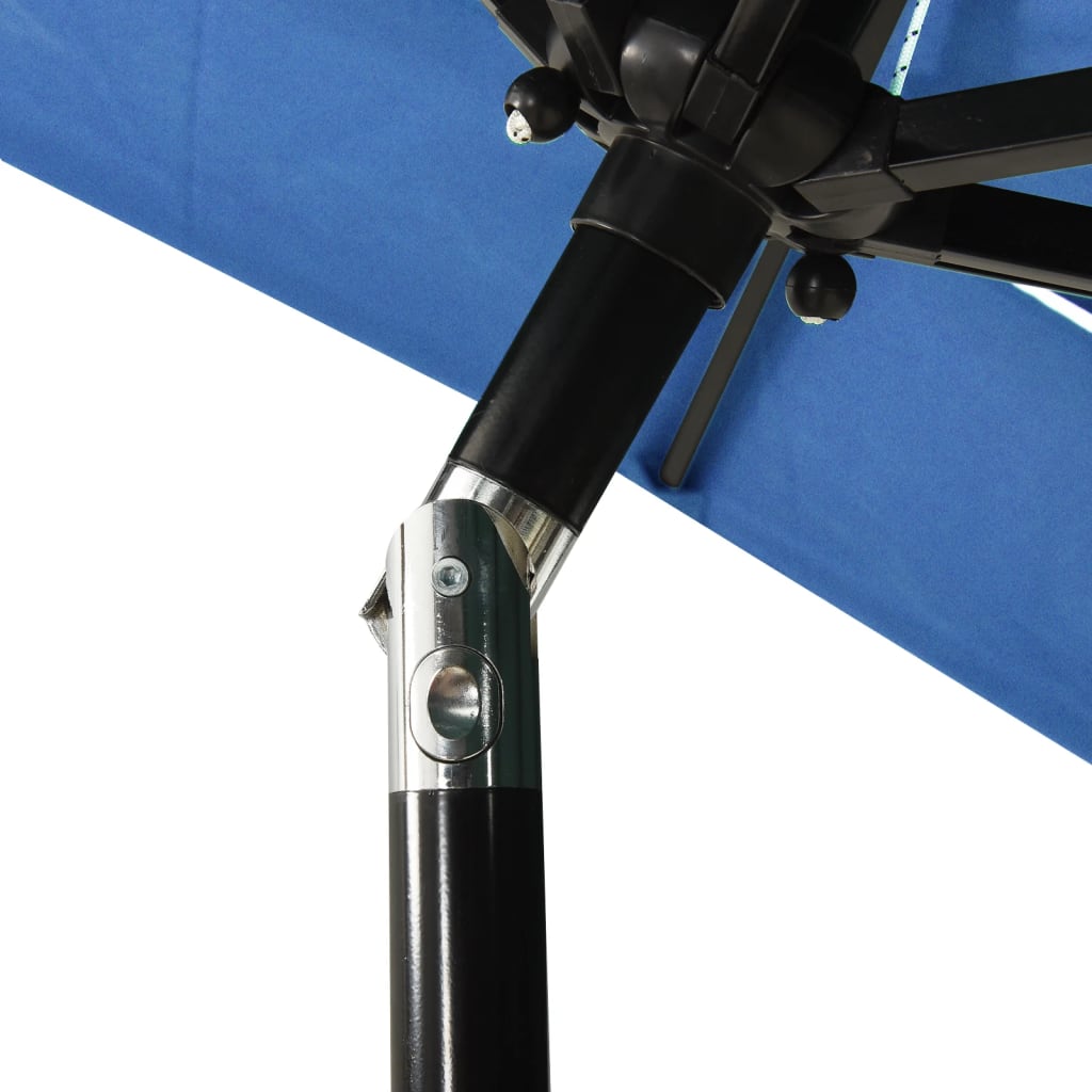 Parasol 3-laags met aluminium paal 2x2 m azuurblauw