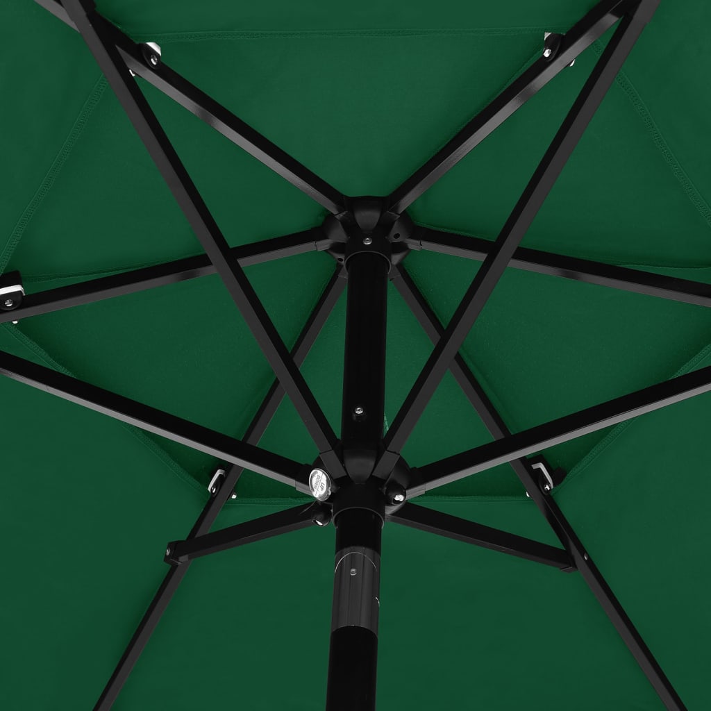 Parasol 3-laags met aluminium paal 2,5 m groen