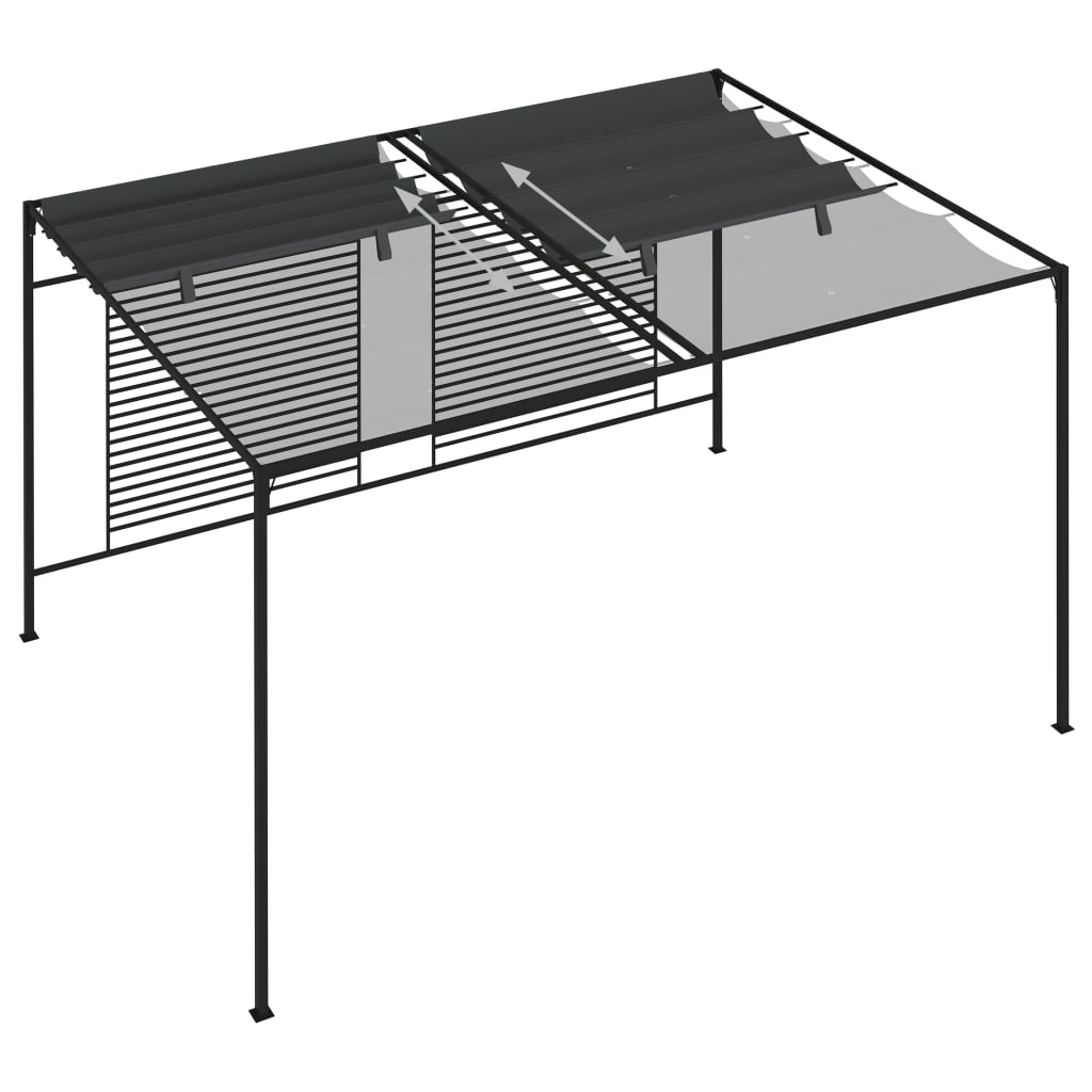 Prieel met uittrekbaar dak 180 g/m² 4x3x2,3 m antracietkleurig