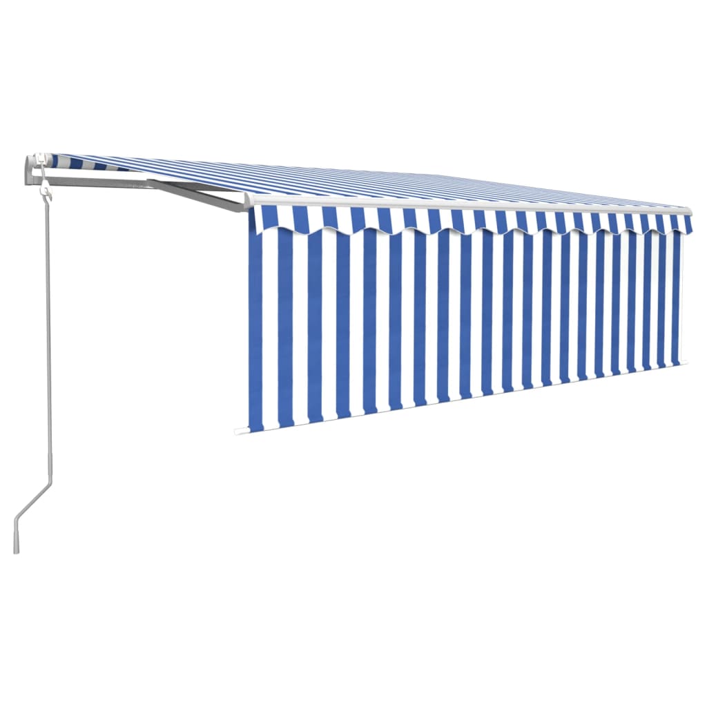 Luifel automatisch uittrekbaar met rolgordijn 4,5x3 m blauw wit
