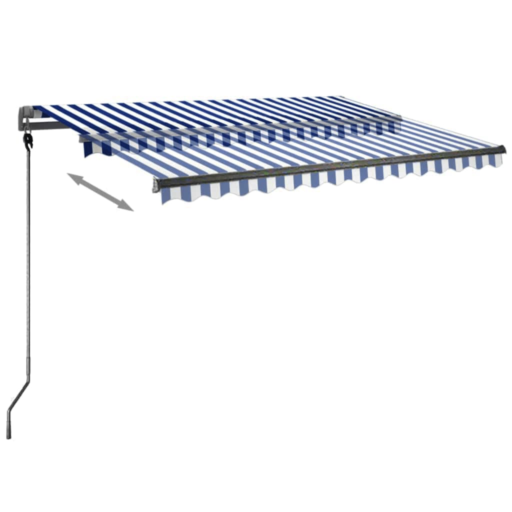 Luifel automatisch met LED en windsensor 350x250 cm blauw wit
