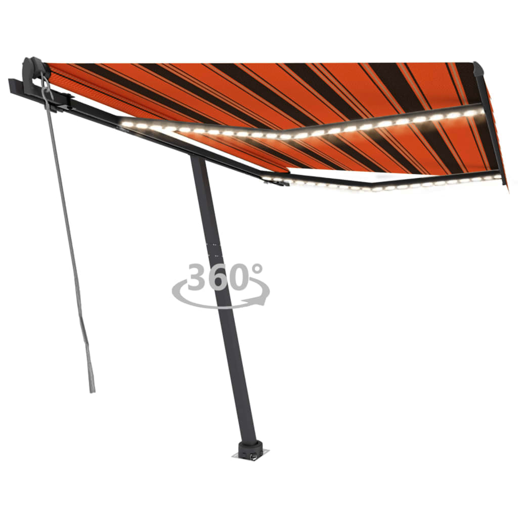 Luifel automatisch met LED windsensor 350x250 cm oranje bruin