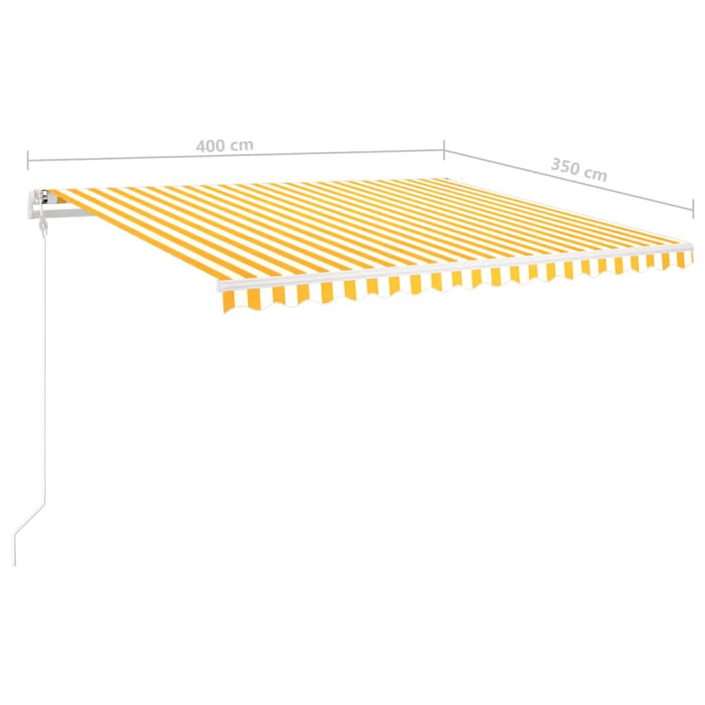 Luifel handmatig uittrekbaar met LED 4x3,5 m geel en wit