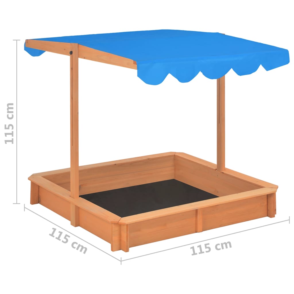 Zandbak met verstelbaar dak 115x115x115 cm vurenhout