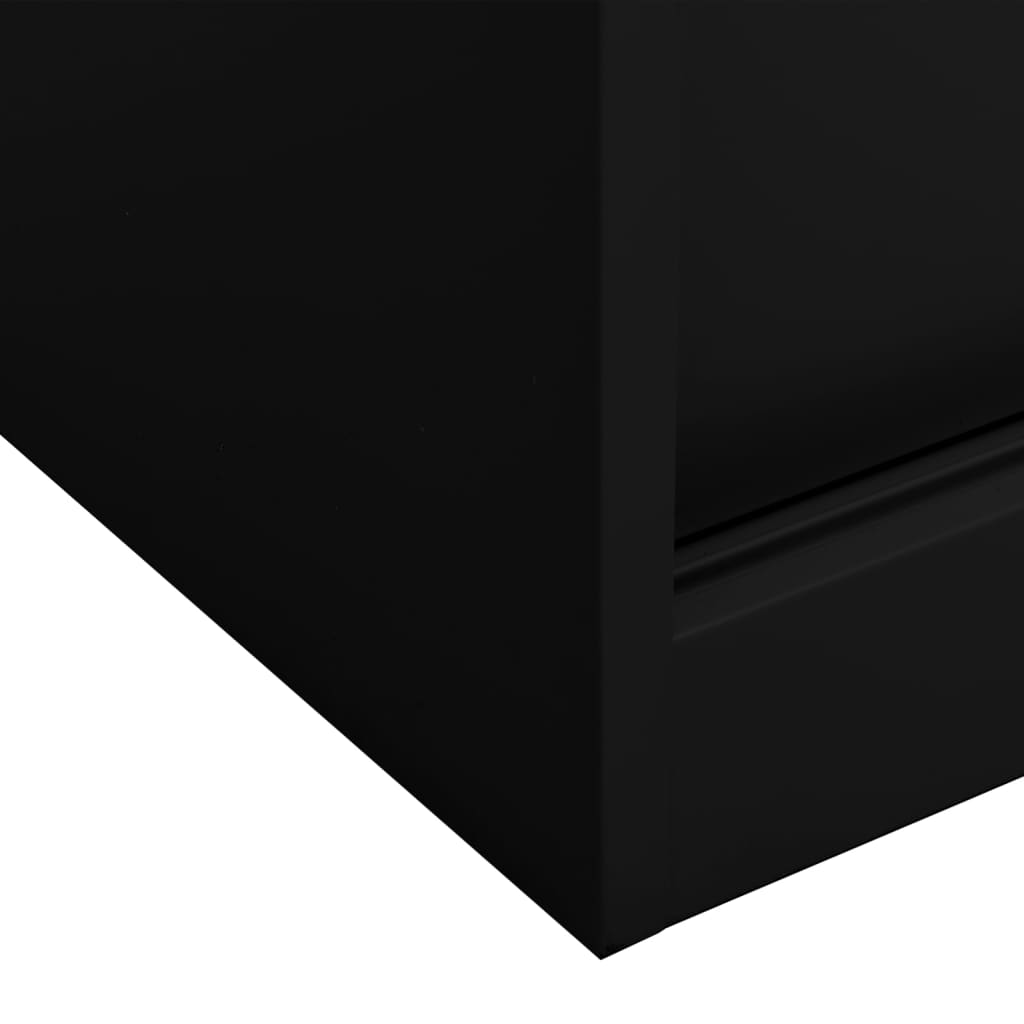 Kantoorkast met schuifdeuren 90x40x90 cm staal zwart