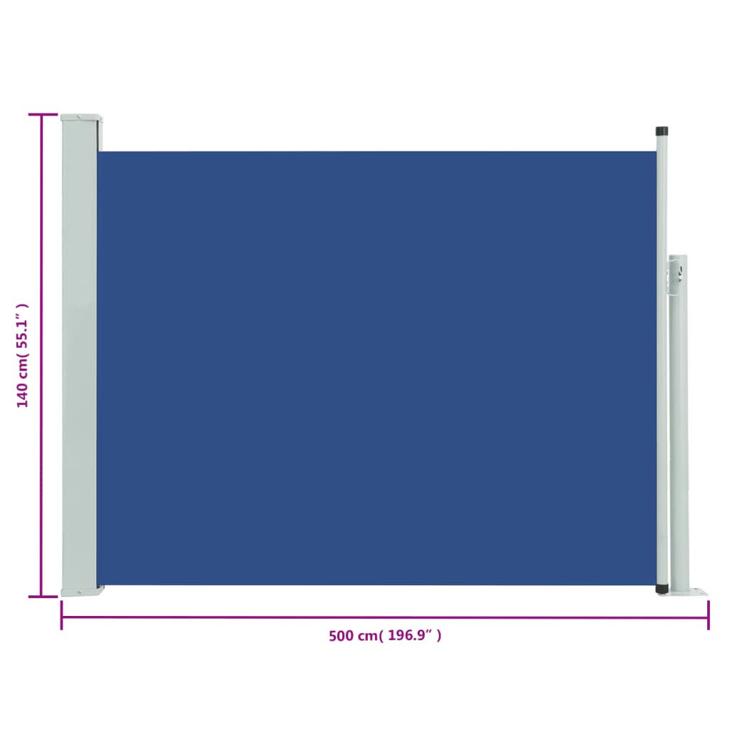 Tuinscherm uittrekbaar 140x500 cm blauw