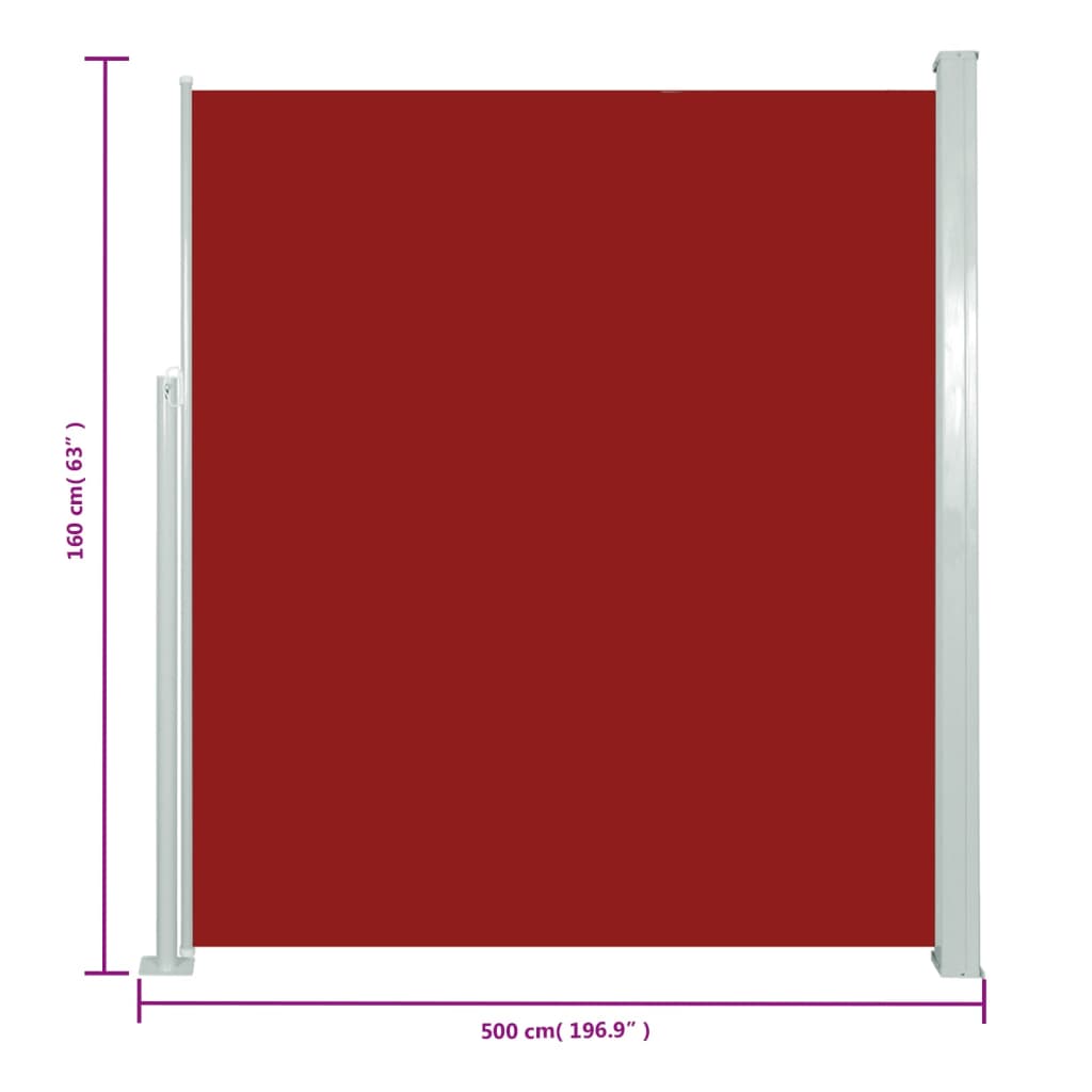 Tuinscherm uittrekbaar 160x500 cm rood
