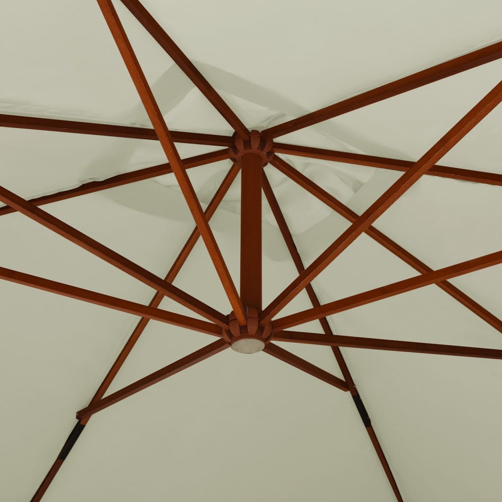 Zweefparasol met houten paal 400x300 cm zandwit