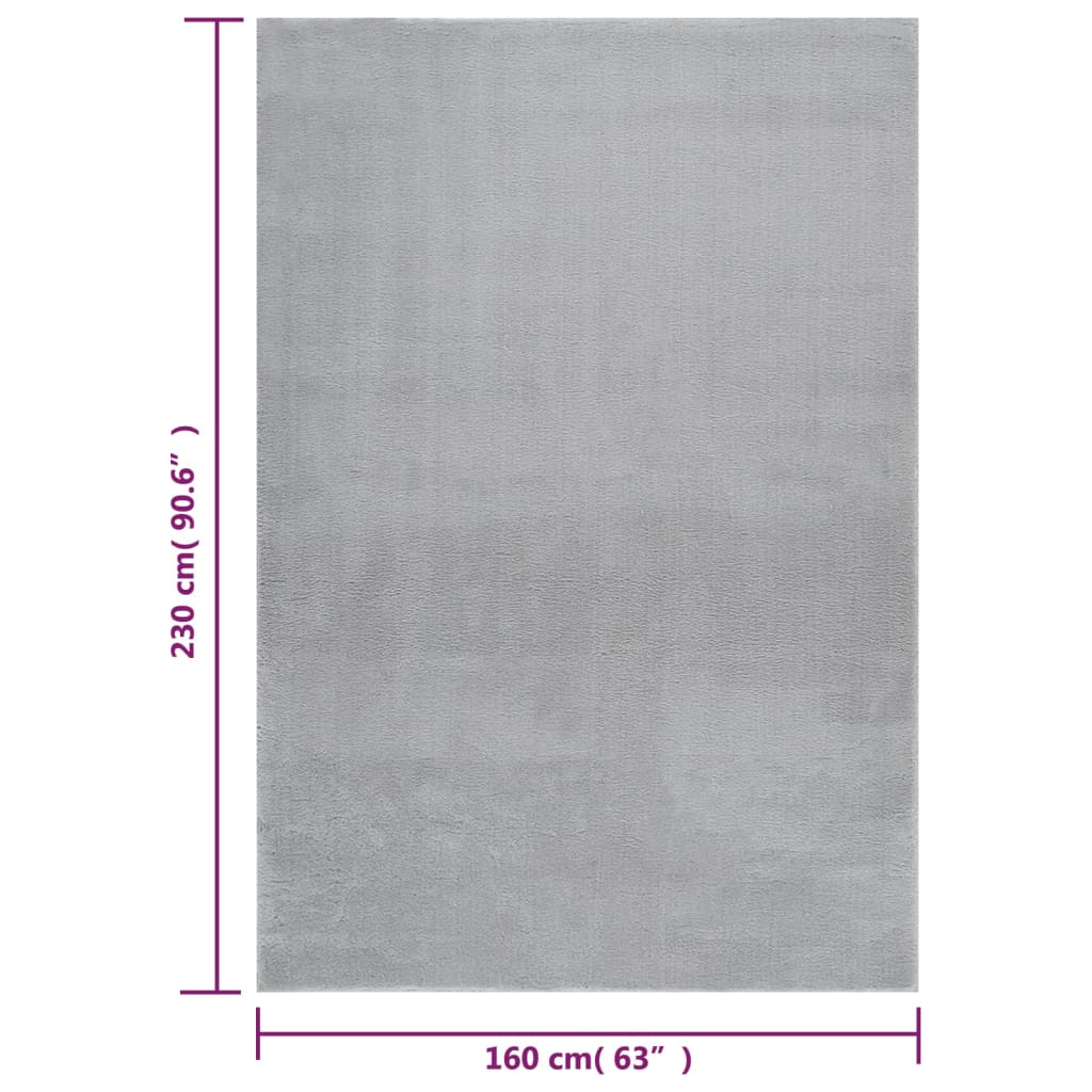 Vloerkleed wasbaar zacht shaggy anti-slip 160x230 cm grijs