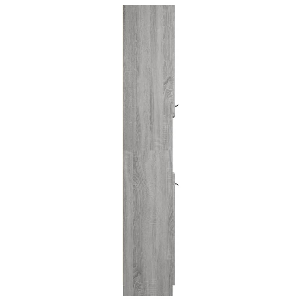 Badkamerkast 32x34x188,5 cm bewerkt hout grijs sonoma eiken