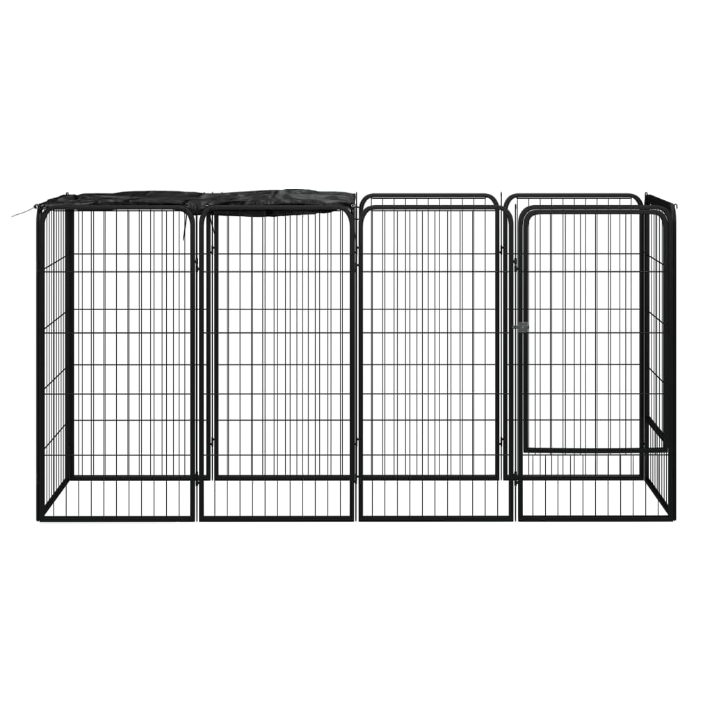 Hondenkennel 10 panelen 50 x 100 cm gepoedercoat staal zwart
