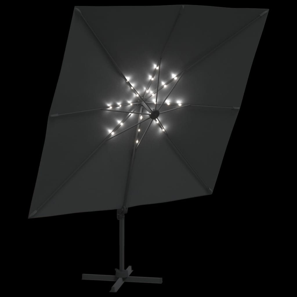 Zweefparasol met LED-verlichting 400x300 cm antracietkleurig