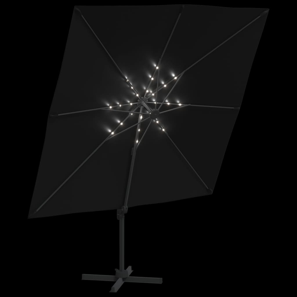 Zweefparasol met LED-verlichting 400x300 cm zwart