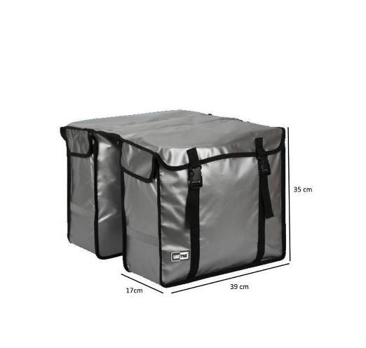 Lastpak Bisonyl Dubbele Fietstas voor pakkendrager fiets - 46 L - Zilver