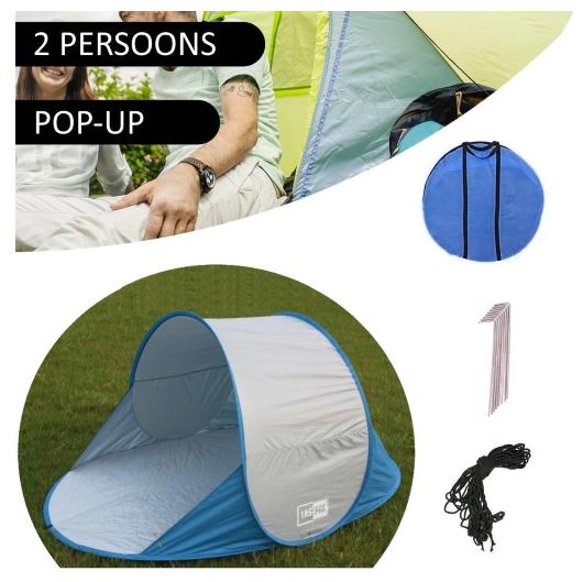 Lastpak - Pop-up Strandtent Kampeertent Opvouwbaar - 195x100x85 cm (LxBxH)