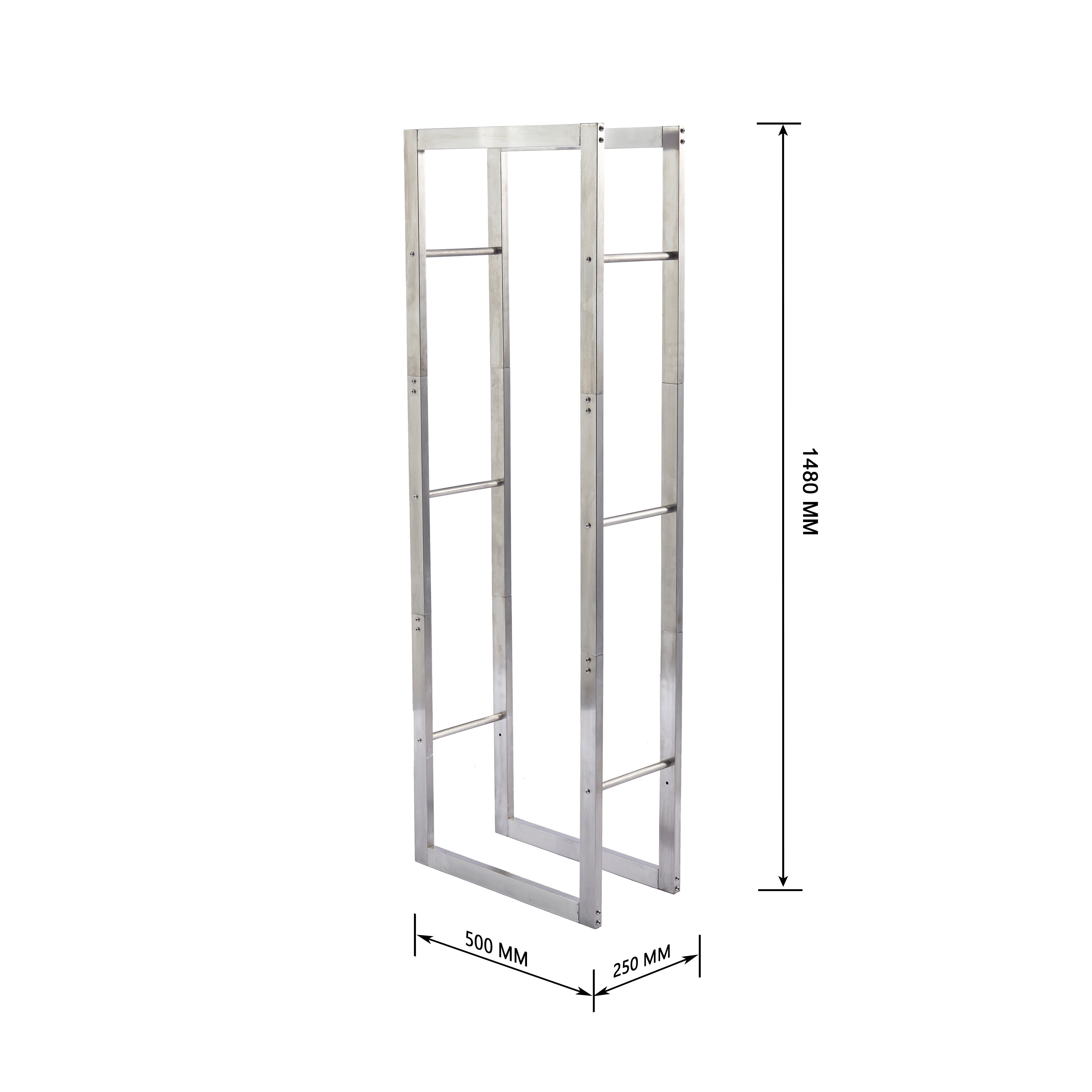 Lendo Online Brandhoutrek 50x25x148cm draagtas zilver RVS