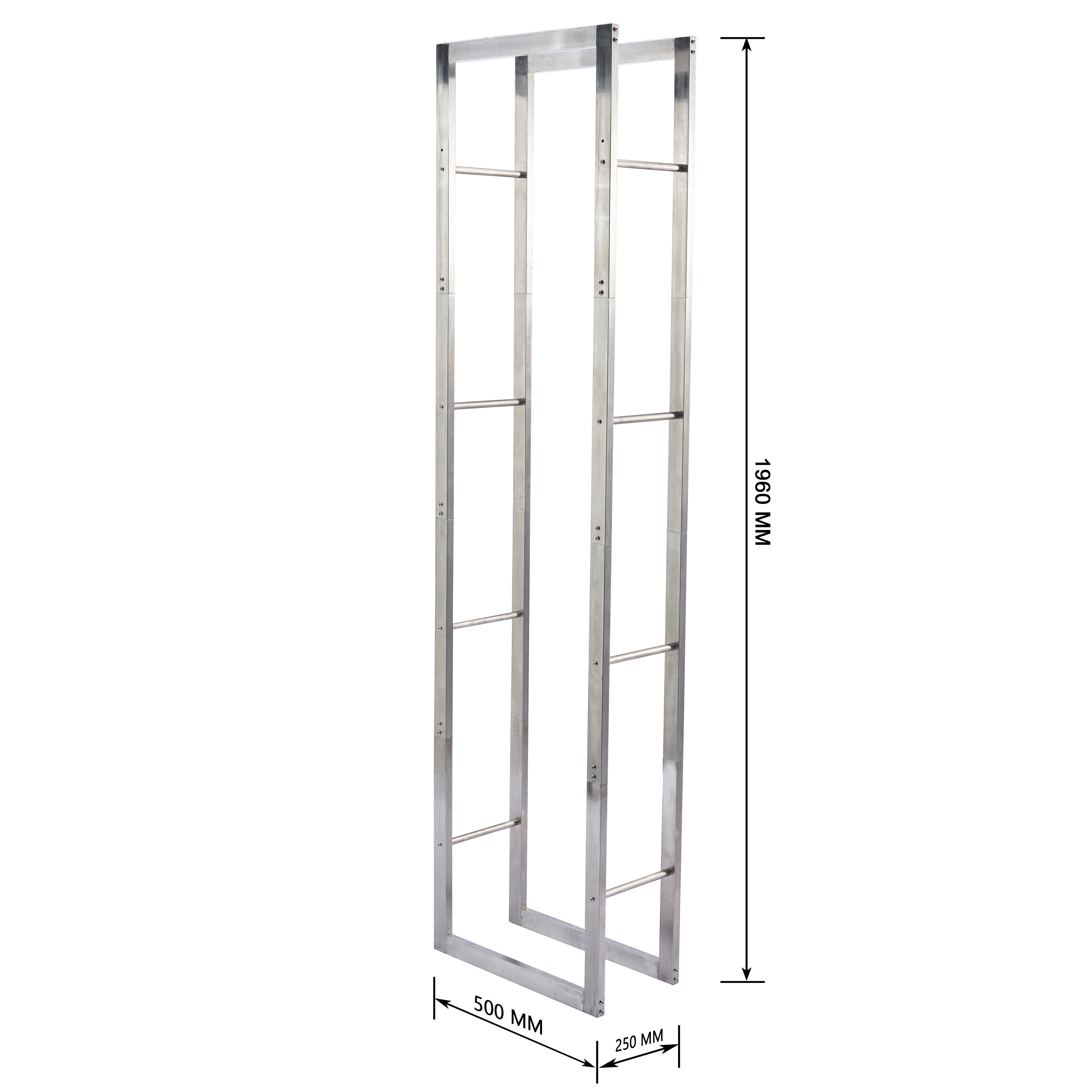 Lendo Online Brandhoutrek 50x25x196cm draagtas zilver RVS