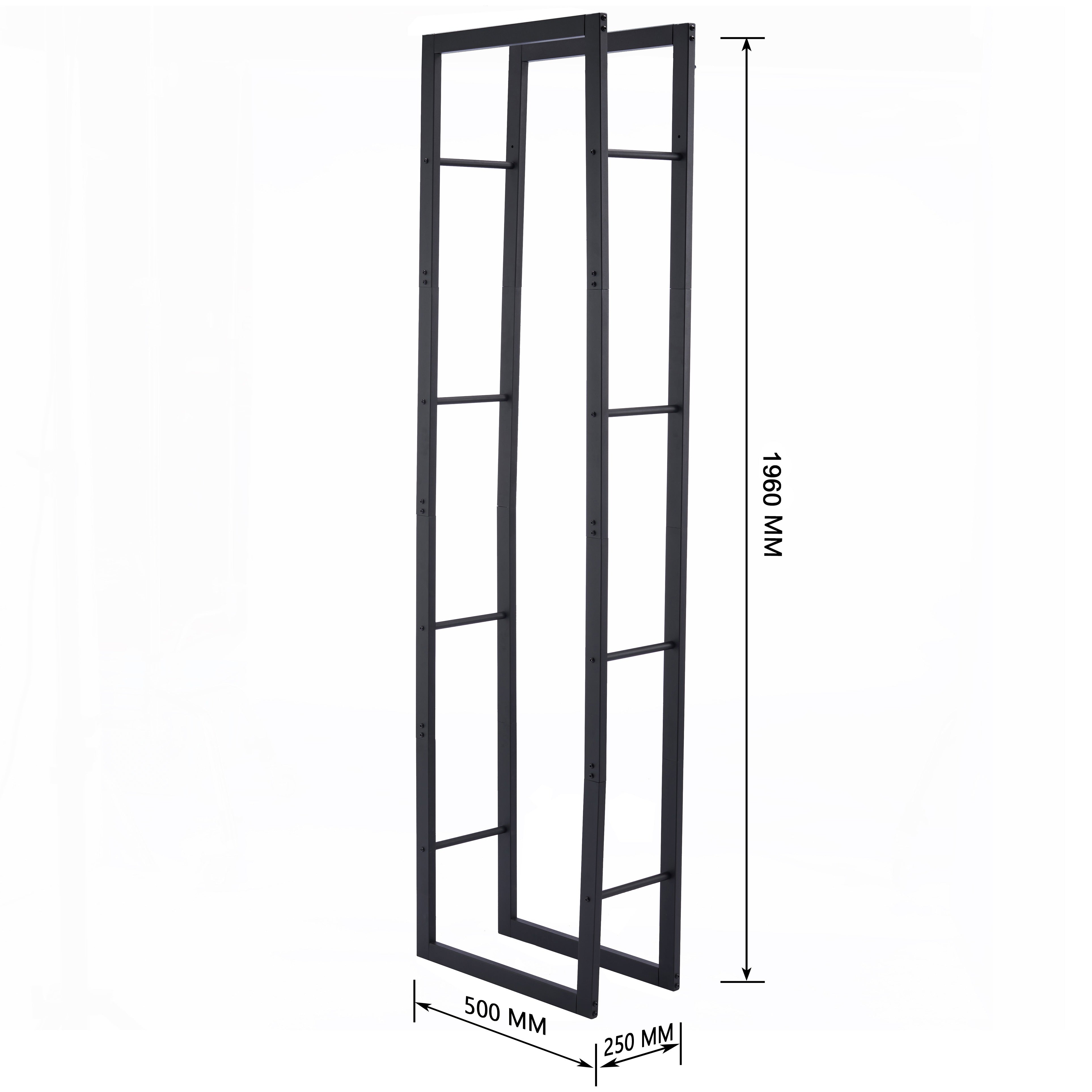 Lendo Online Brandhoutrek 50x25x196cm draagtas zwart staal