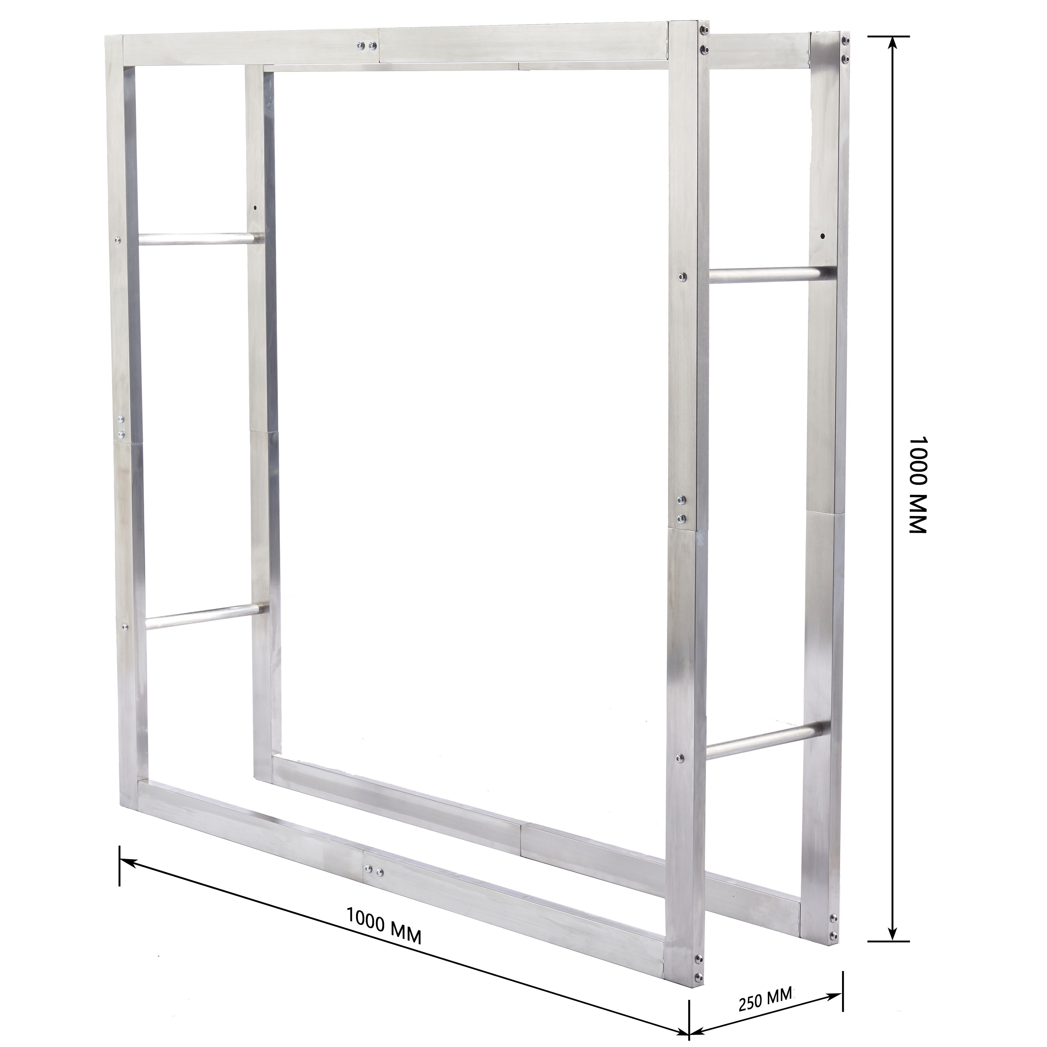 Lendo Online Brandhoutrek 100x25x100cm draagtas zilver RVS