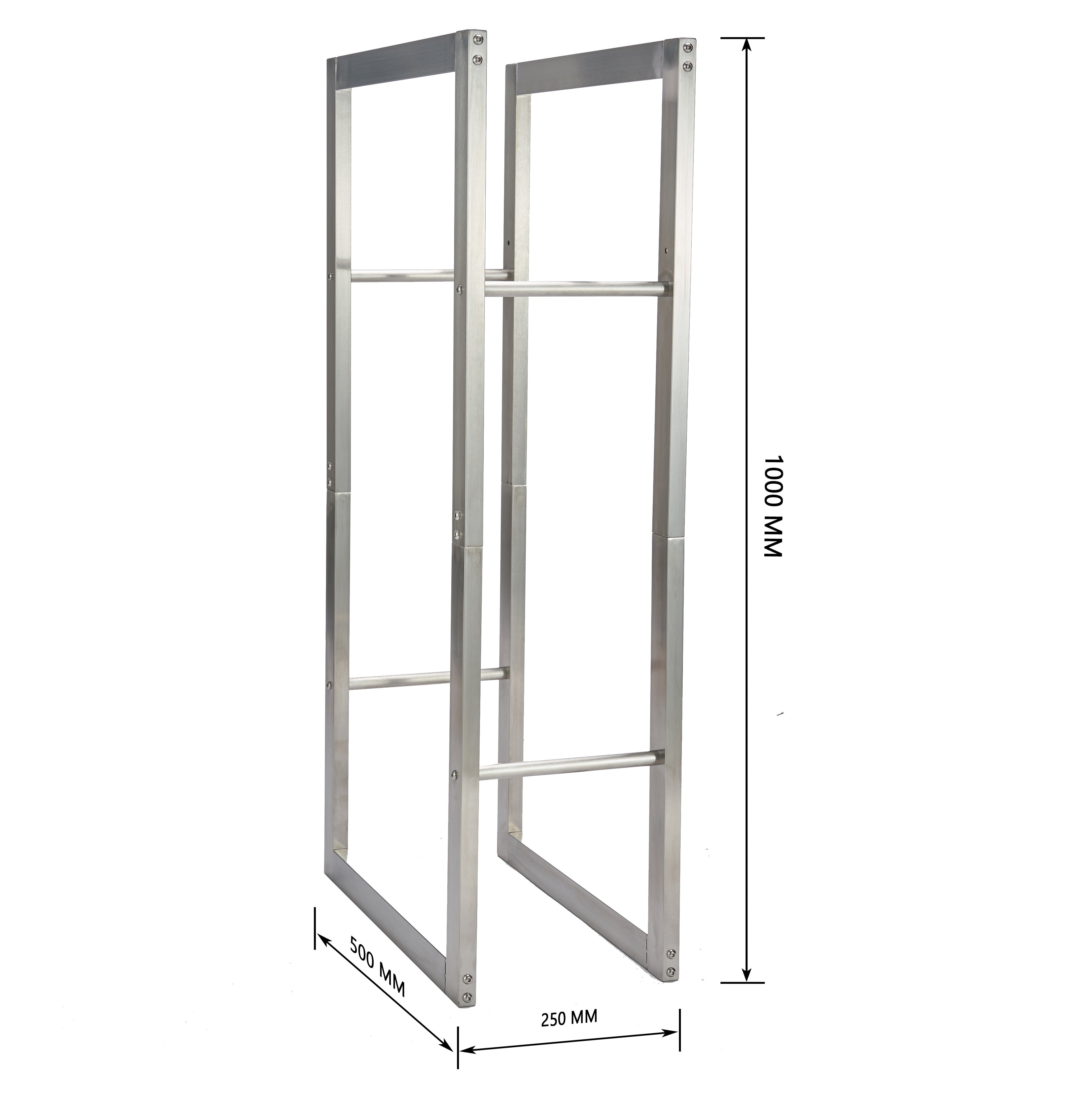 Lendo Online Brandhoutrek 50x25x100cm draagtas zilver RVS