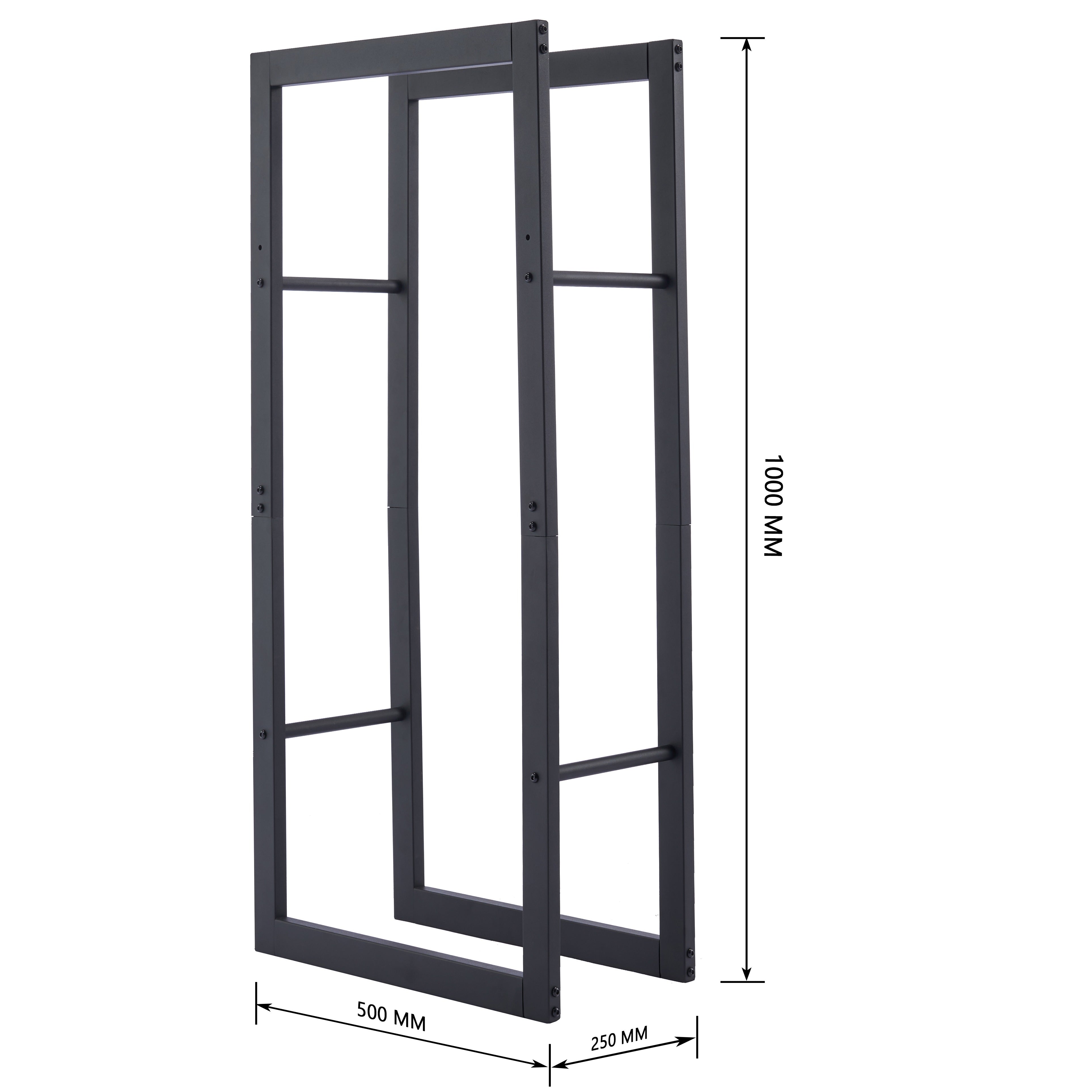 Lendo Online Brandhoutrek 50x25x100cm draagtas zwart staal