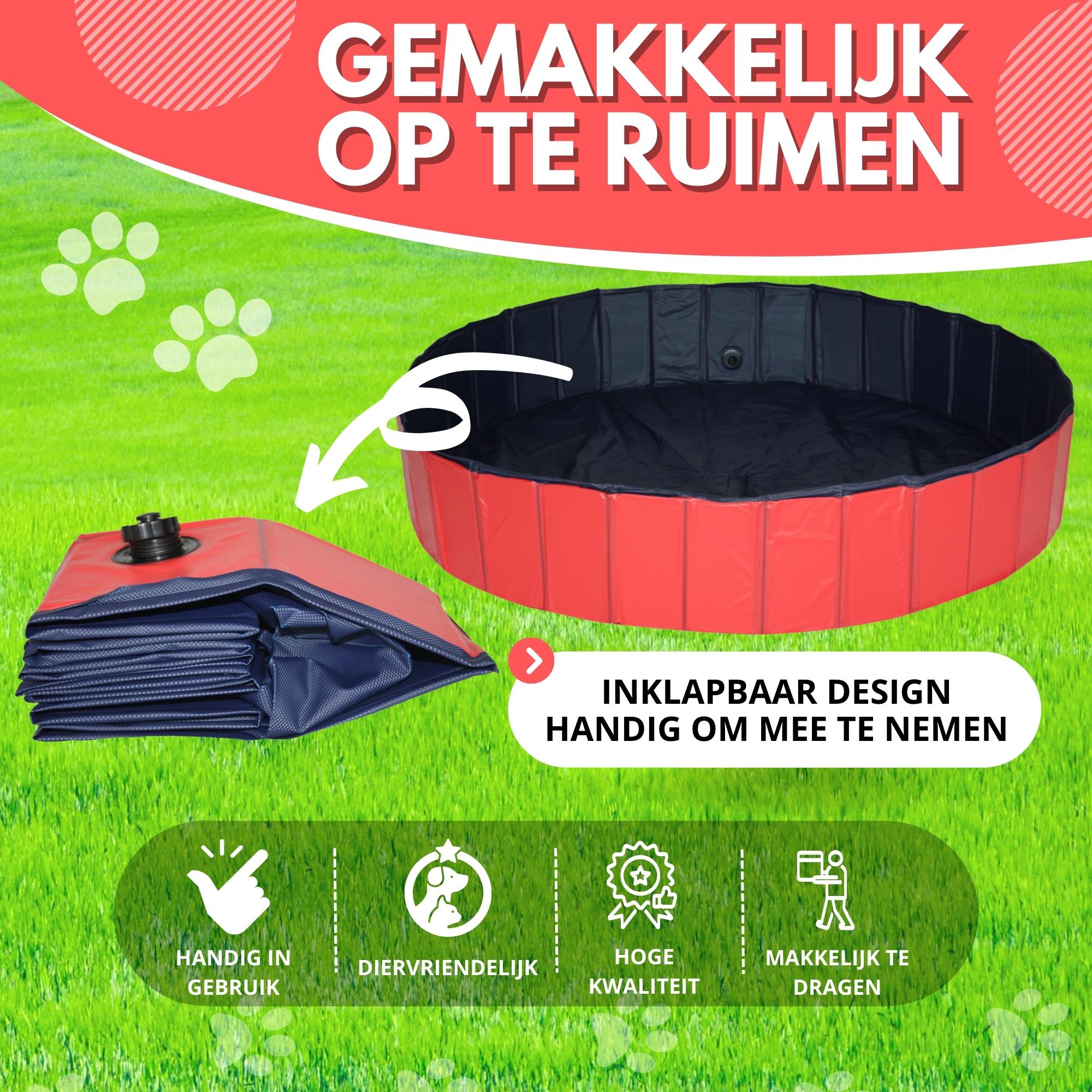 Lendo Online Piscine pour chiens avec brosse Ø120x30cm PVC rouge