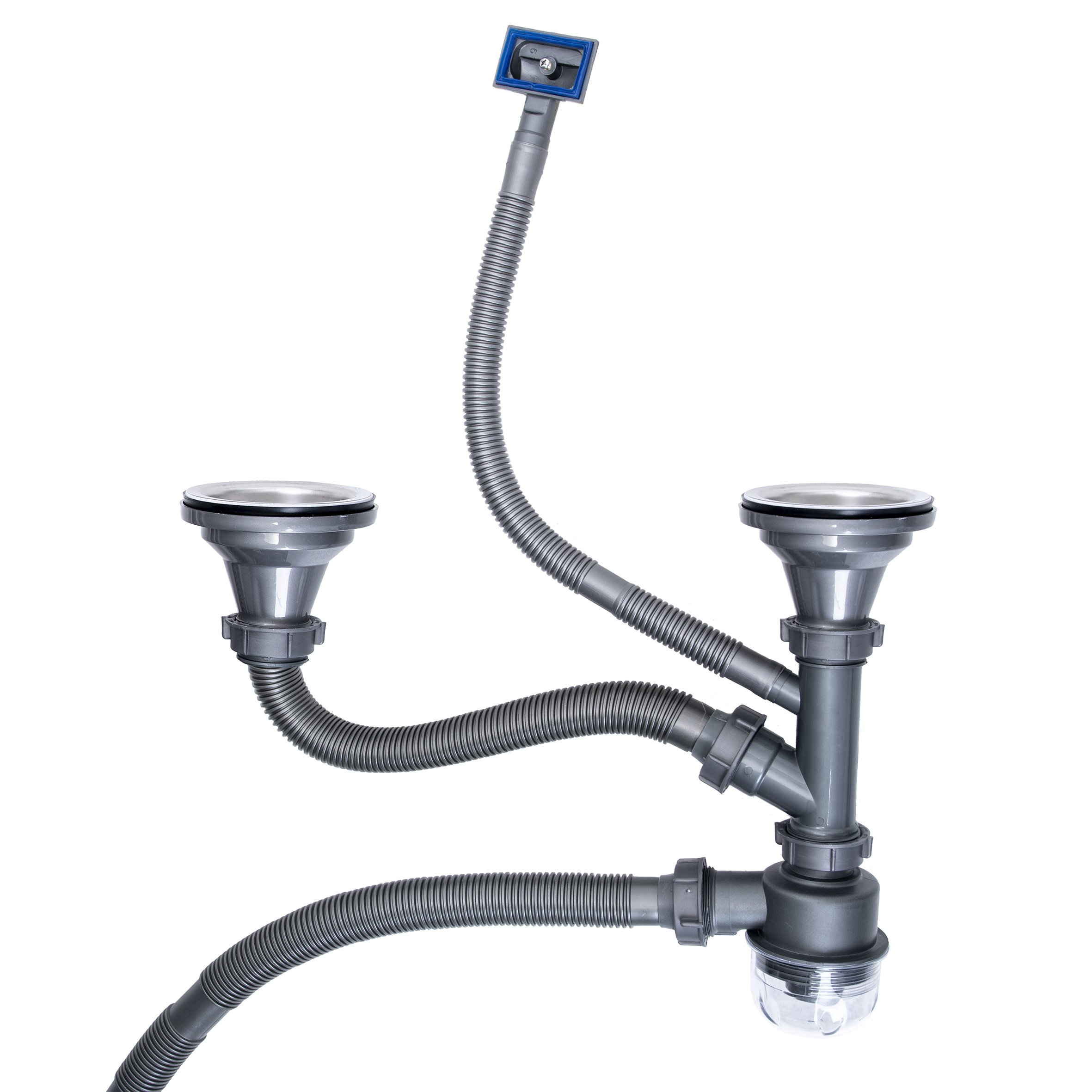 Lendo Online Dubbele Spoelbak met droogrek 87x44x20cm zilver RVS